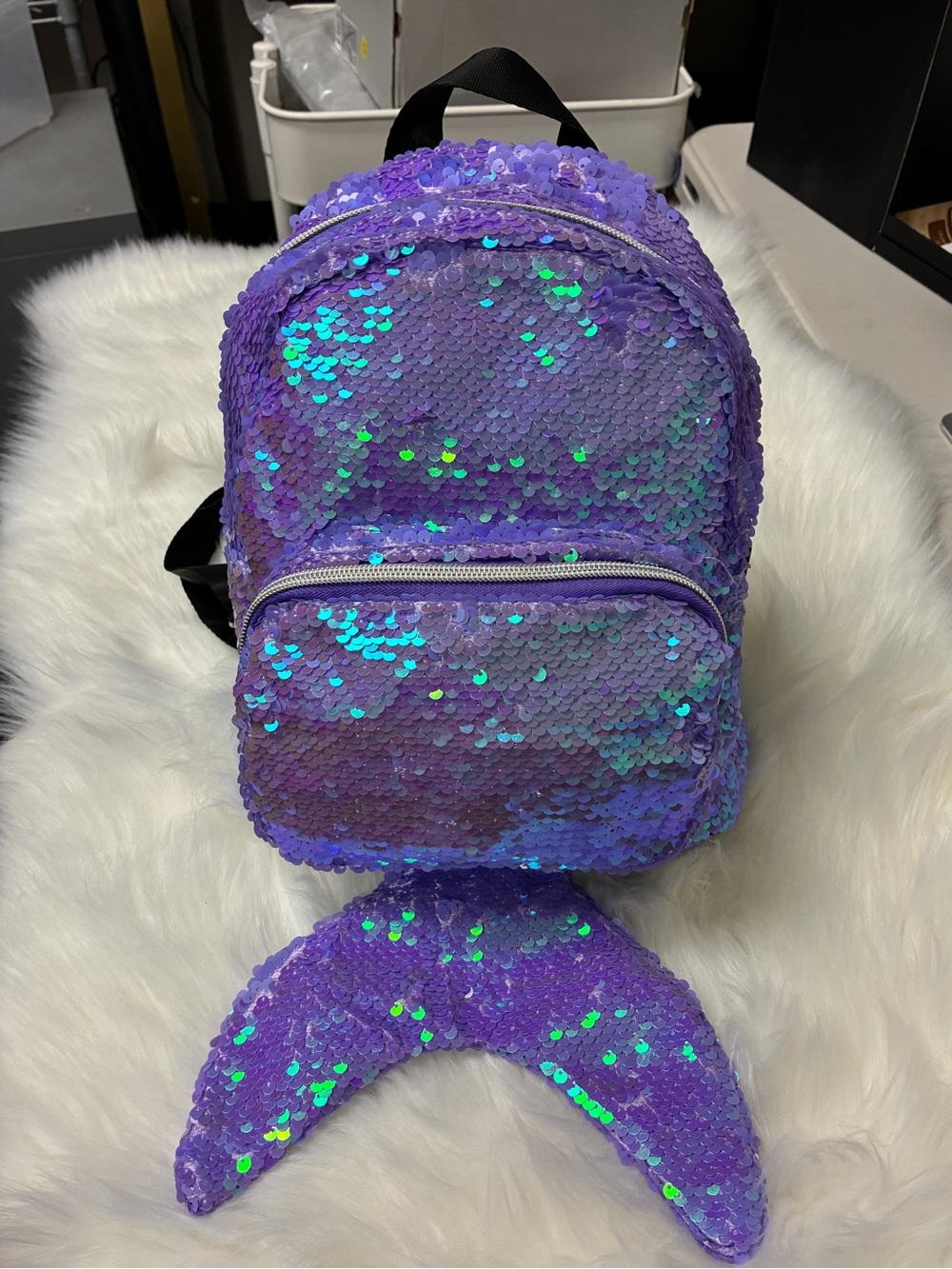 Kids Sequin Mermaid Tail Mini Backpack - Purple
